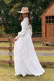 Robe de mariée bohème à manches longues ivoire avec dentelle