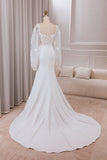 Dentelle Ivoire Sweetheart Cou Manches Longues Sirène Robe De Mariée Avec Sweep Train