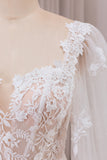 Dentelle Ivoire Sweetheart Cou Manches Longues Sirène Robe De Mariée Avec Sweep Train