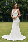 Simple sirène Ivoire dos nu Boho robe de mariée