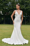 Simple sirène Ivoire dos nu Boho robe de mariée
