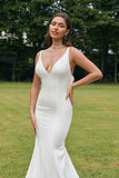 Simple sirène Ivoire dos nu Boho robe de mariée