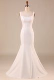 Robe de mariée simple sirène ivoire avec nœud papillon arrière