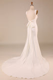 Robe de mariée simple sirène ivoire avec nœud papillon arrière