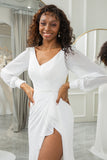 Simple Ivoire à volants à manches longues Boho robe de mariée Boho