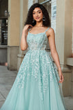 Magnifique une ligne Spaghetti Bretelles Menthe Corset Robe de bal avec Appliques