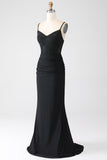 Sirène noir perlé robe de bal avec volants