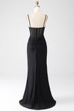 Sirène noir perlé robe de bal avec volants