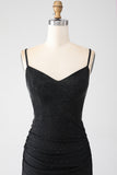 Sirène noir perlé robe de bal avec volants