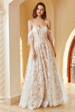 Superbe robe de mariée en dentelle blanche une ligne hors de l'épaule