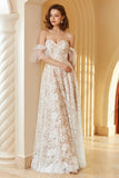 Superbe robe de mariée en dentelle blanche une ligne hors de l'épaule