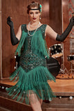Champagne Gatsby Robe des années 20 avec paillettes et franges
