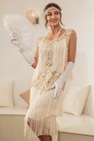 Grande taille Champagne Gatsbys 1920s Flapper Robe avec paillettes et franges
