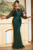 Années 20 Flapper Robe Longue Frange Gatsby Paillette Robe Perlée