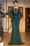 Années 20 Flapper Robe Longue Frange Gatsby Paillette Robe Perlée