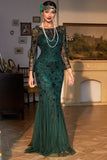 Années 20 Flapper Robe Longue Frange Gatsby Paillette Robe Perlée