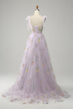 Broderie lilas Corset Robe longue de bal