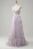 Broderie lilas Corset Robe longue de bal
