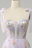 Broderie lilas Corset Robe longue de bal