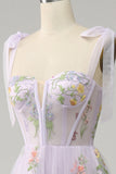 Broderie lilas Corset Robe longue de bal