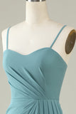 Robe de demoiselle d’honneur longue en mousseline de soie drapée verte