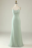 Robe de demoiselle d’honneur drapée Sirène vert sauge
