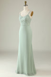 Robe de demoiselle d’honneur drapée Sirène vert sauge