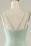 Robe de demoiselle d’honneur drapée Sirène vert sauge