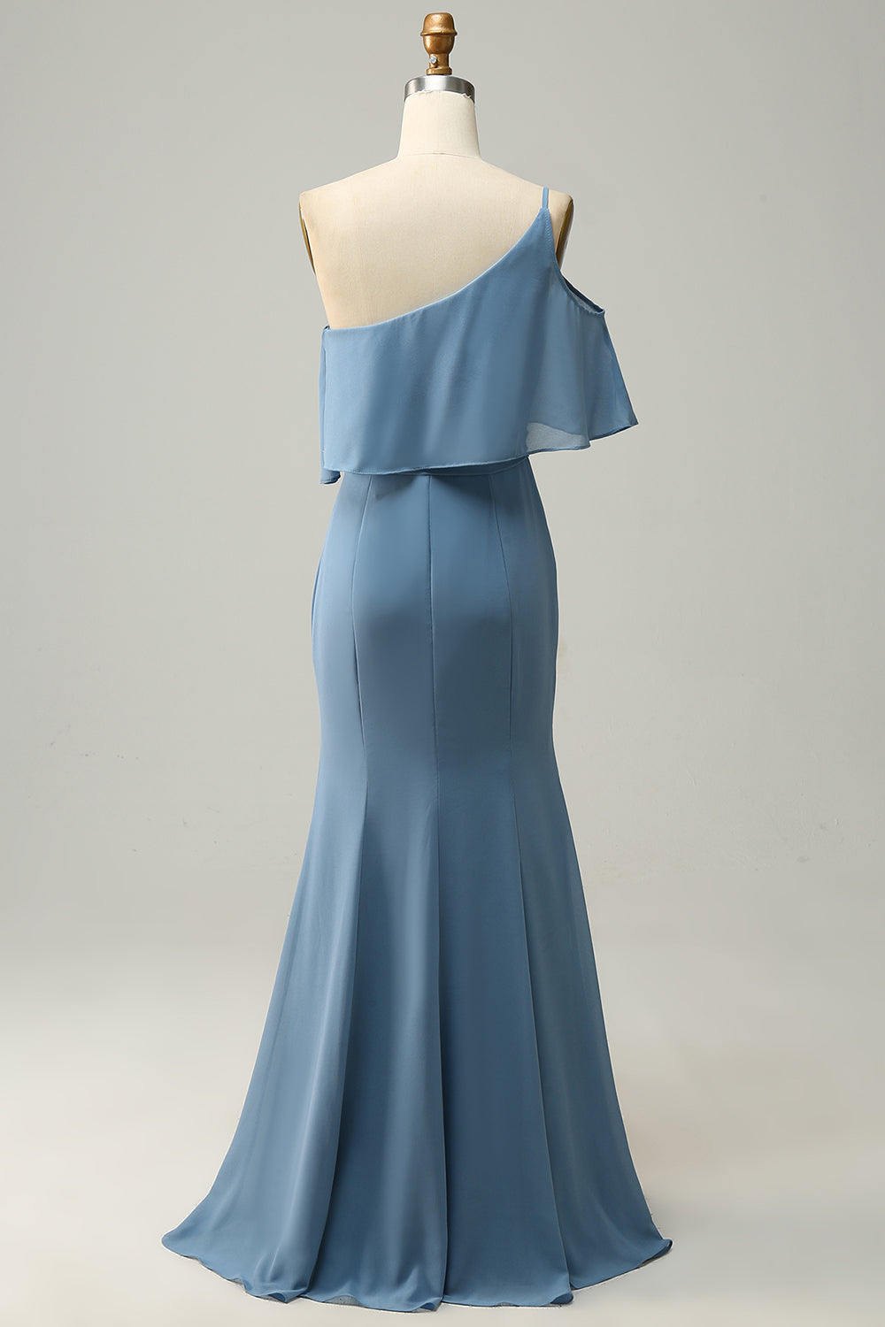 Gaine Une épaule bleu Plus Taille Robe de demoiselle d’honneur avec limon