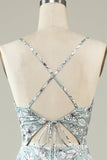 Robe de demoiselle d’honneur fleurie verte grise