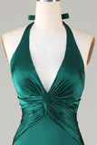 Robe de demoiselle d’honneur vert foncé Licol sirène