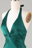 Robe de demoiselle d’honneur vert foncé Licol sirène