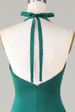 Robe de demoiselle d’honneur vert foncé Licol sirène
