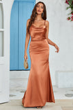 Orange Sirène Sans Dos Long Imprimé Robe d’invité de mariage