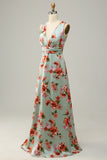 Robe de demoiselle d’honneur vert Halter sans manches A Line