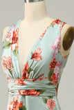 Robe de demoiselle d’honneur vert Halter sans manches A Line