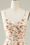 Robe de demoiselle d’honneur Boho à fleurs blanches avec volants