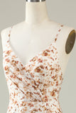 Robe de demoiselle d’honneur Boho à fleurs blanches avec volants