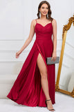 Une ligne Bretelles Spaghetti Bourgogne Robe de demoiselle d’honneur longue