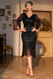 Col V vert foncé Robe de soirée des années 20