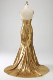 Sirène d’or bustier longue robe de bal avec fente