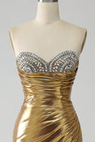 Sirène d’or bustier longue robe de bal avec fente