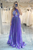 Dark Purple A Line Long Prom Dress With Side Slit
