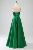 A-ligne chérie corset vert foncé robe de bal