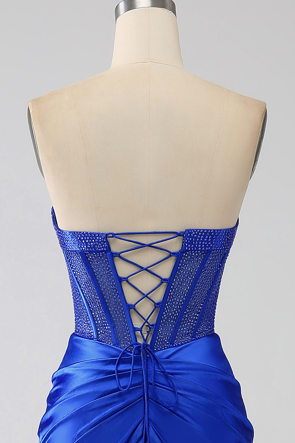 Sirène bustier bleu Royal Corset robe de bal avec perles