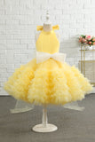 Robe de fille à fleurs jaune Halter