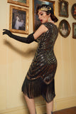 Robe à paillettes rouge Gatsby Glitter Fringe des années 1920
