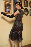 Robe noire Gatsby Glitter Fringe des années 20