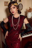 Robe à paillettes rouge Gatsby Glitter Fringe des années 1920