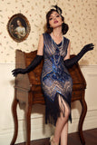 Robe à paillettes noire et rouge des années 20